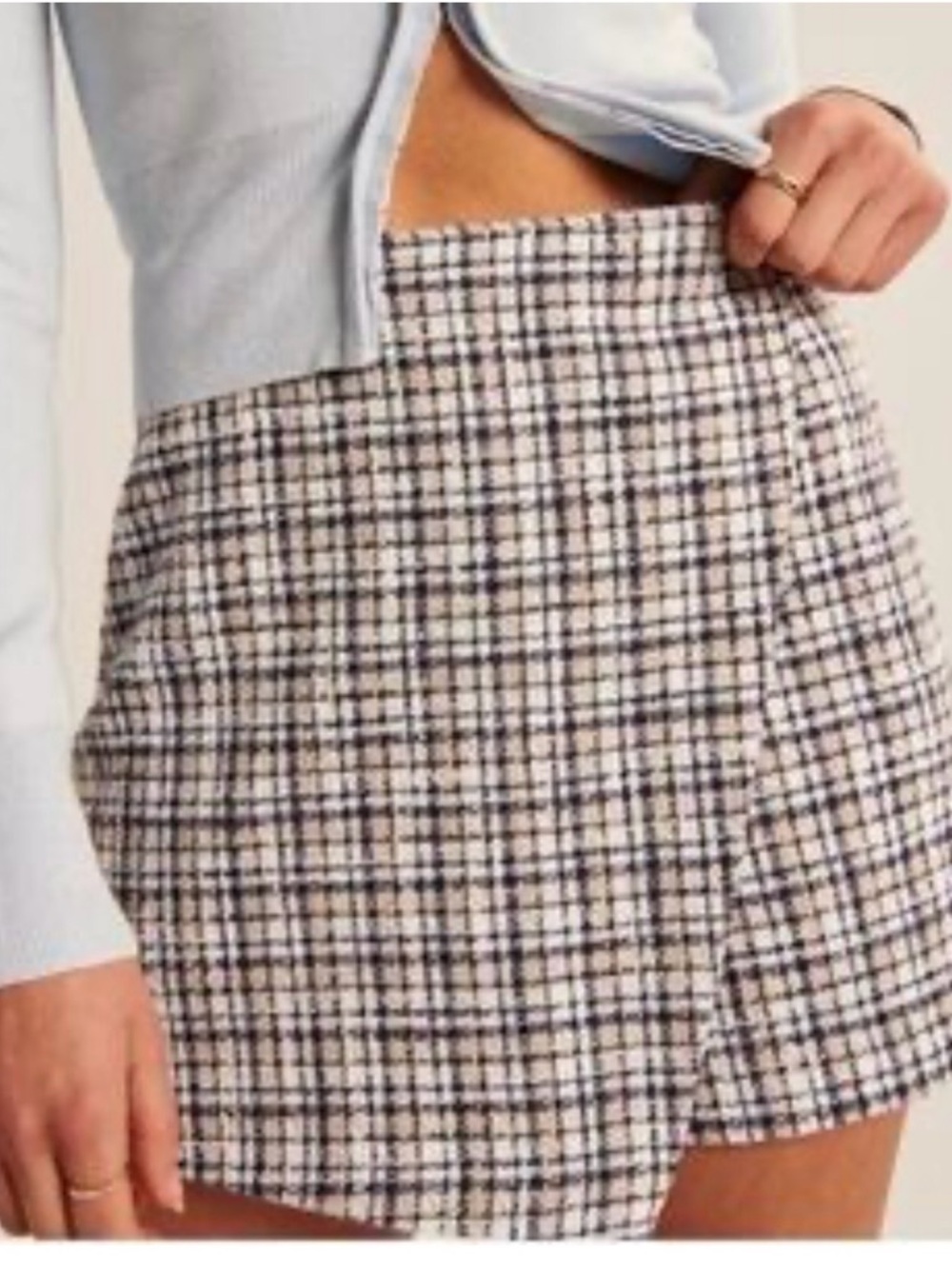 Abercrombie & Fitch Blue and Cream Tweed mini skort skirt size XS - Picture 1 of 7